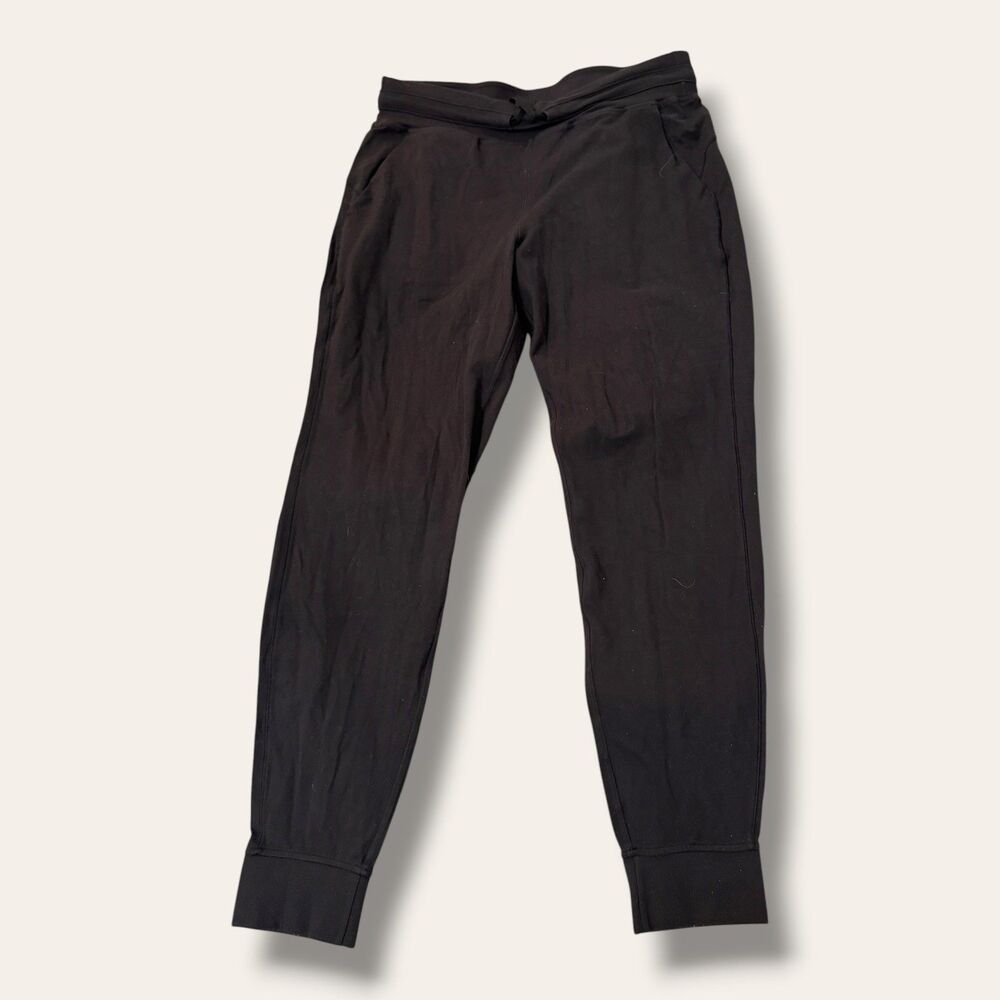 Lululemon Pants Womens 10 Black Jogger Drawstring Cuffed Nylon Lycra Athletic